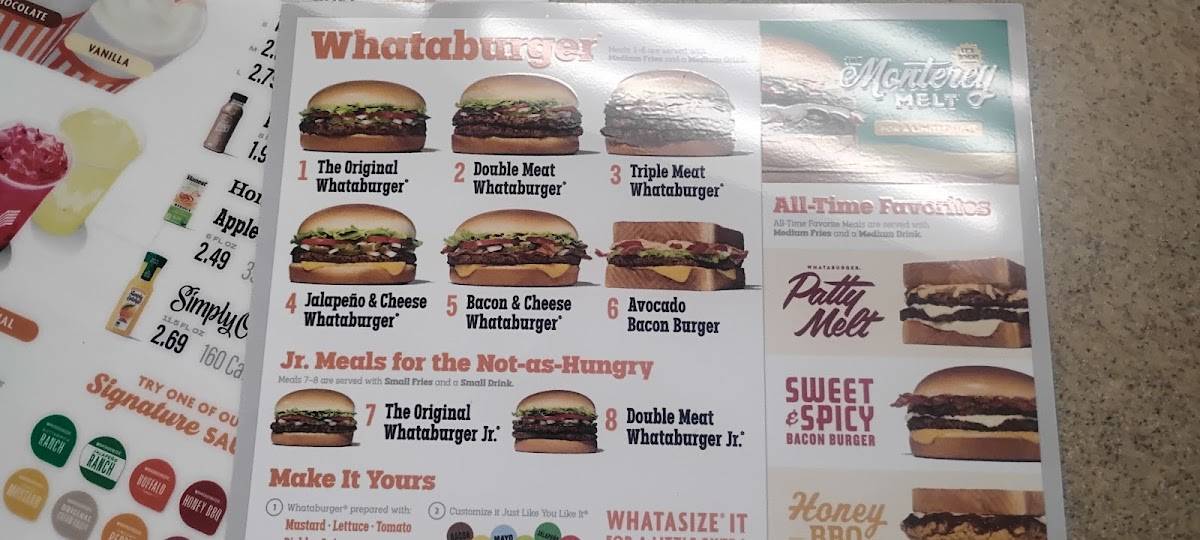 Whataburger меню