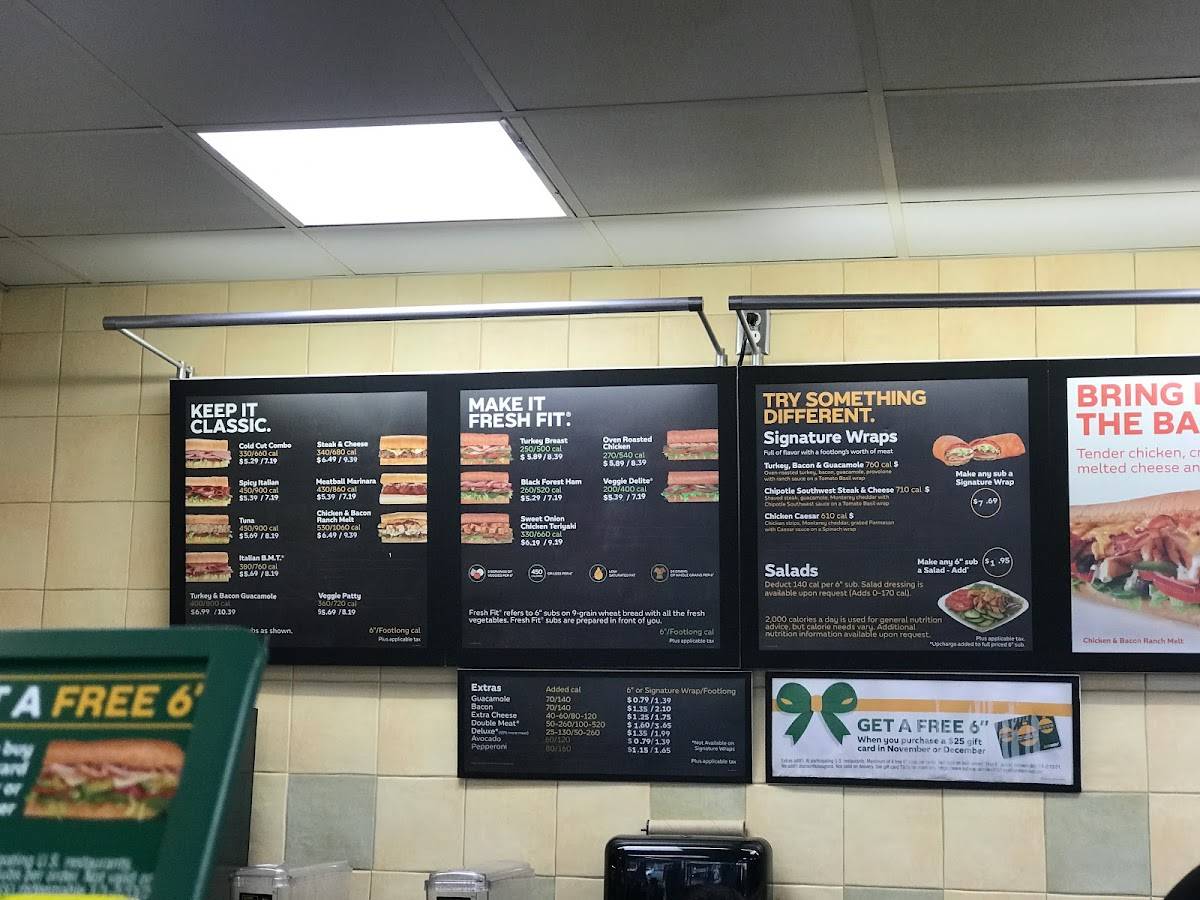 Subway меню