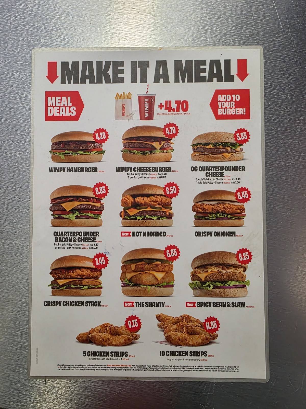 Wimpy Rotherham меню