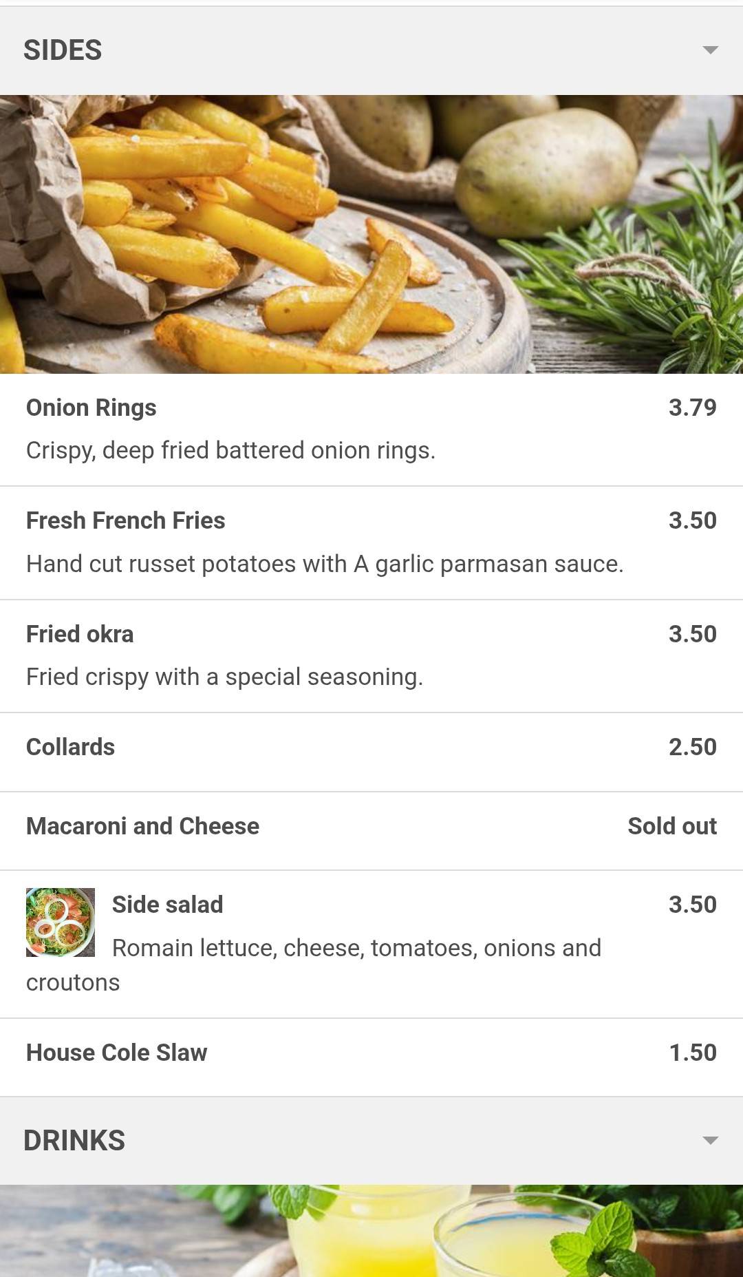 Wing Joint меню