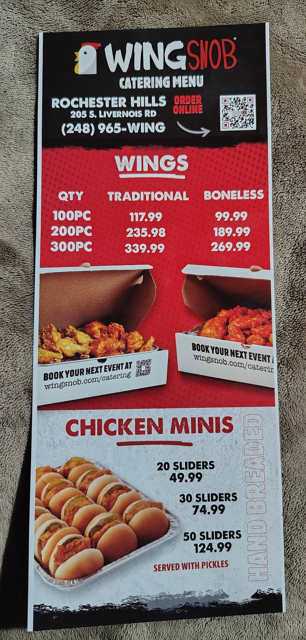 Wing Snob меню