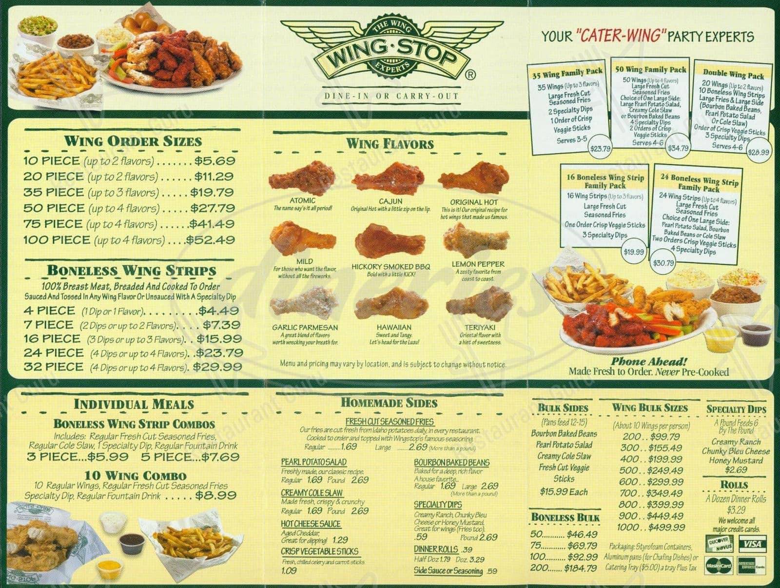 Wingstop меню