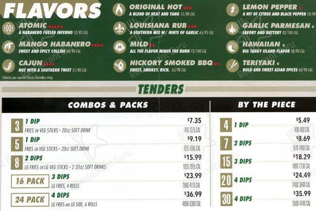 Wingstop меню