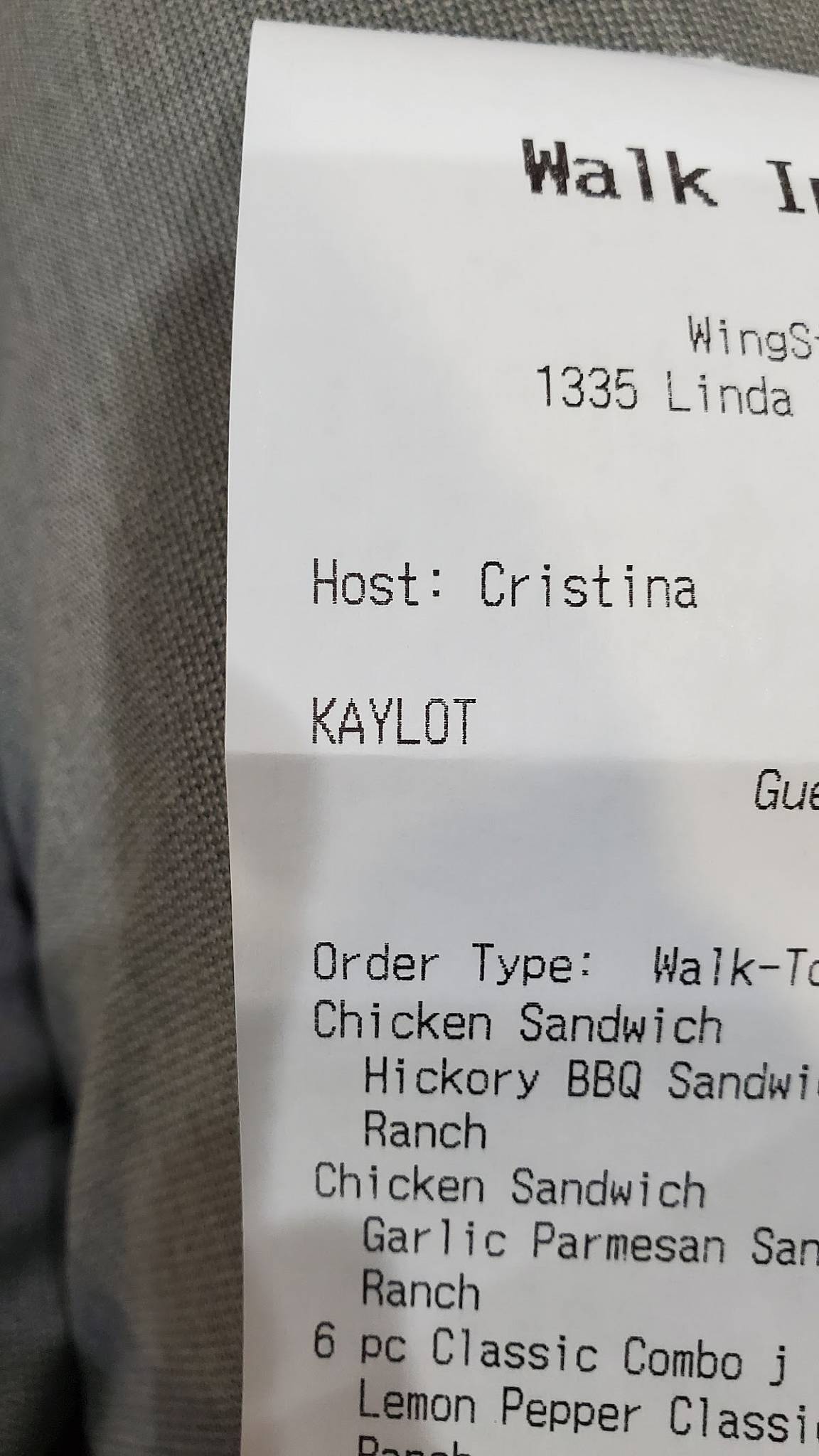 Wingstop меню