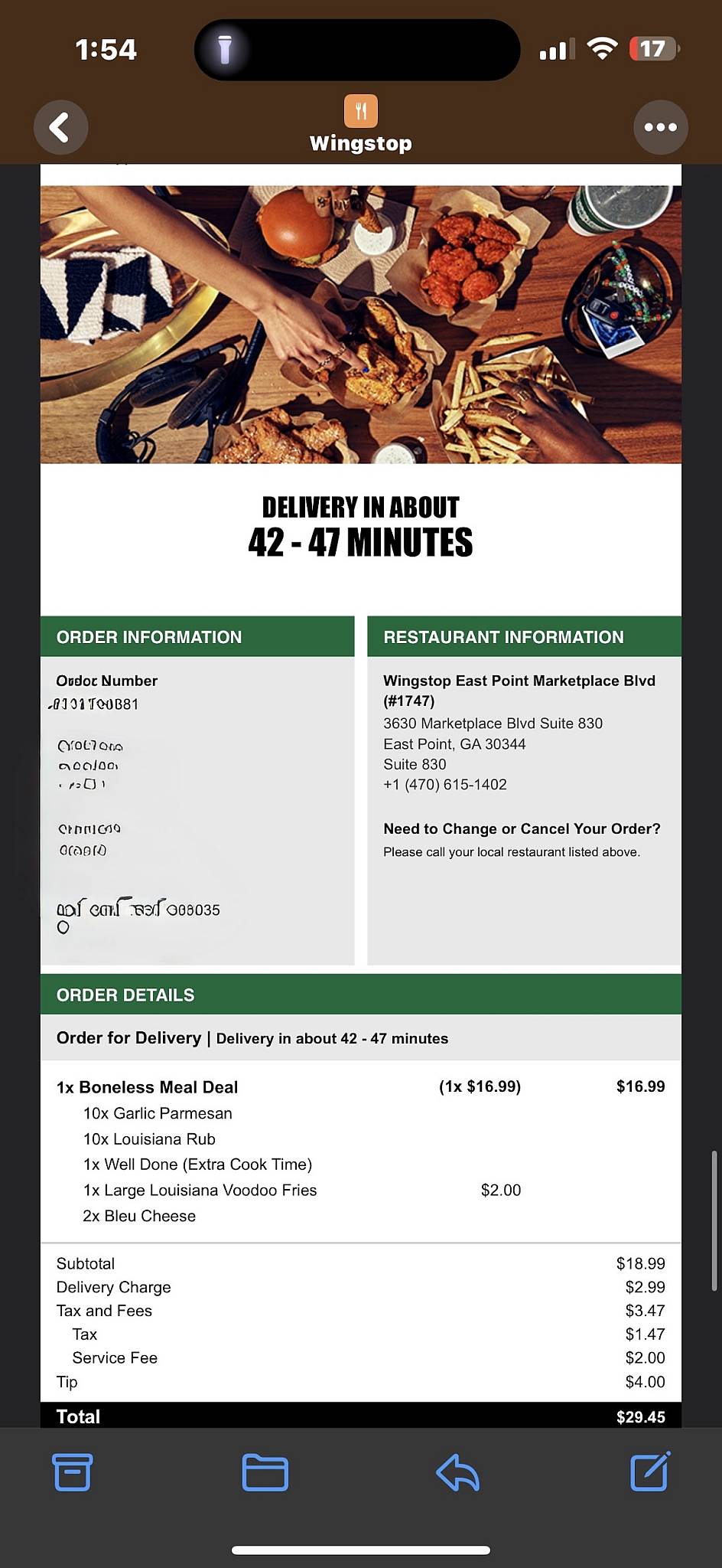 Wingstop меню