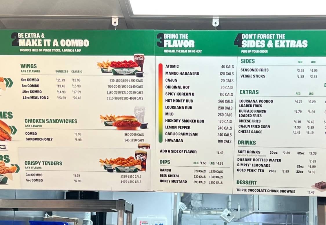 Wingstop меню