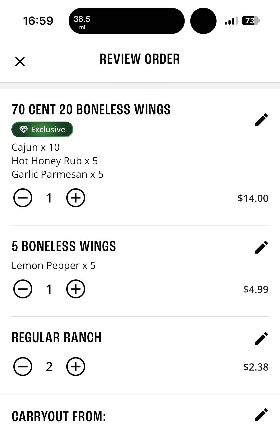 Wingstop меню
