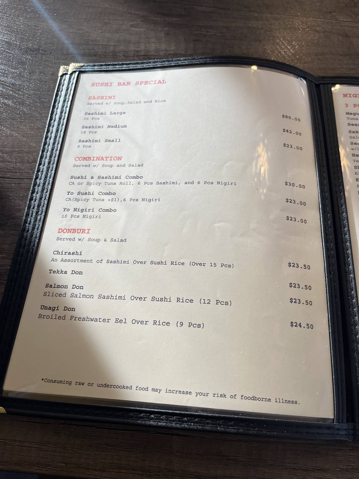 Yo sushi меню