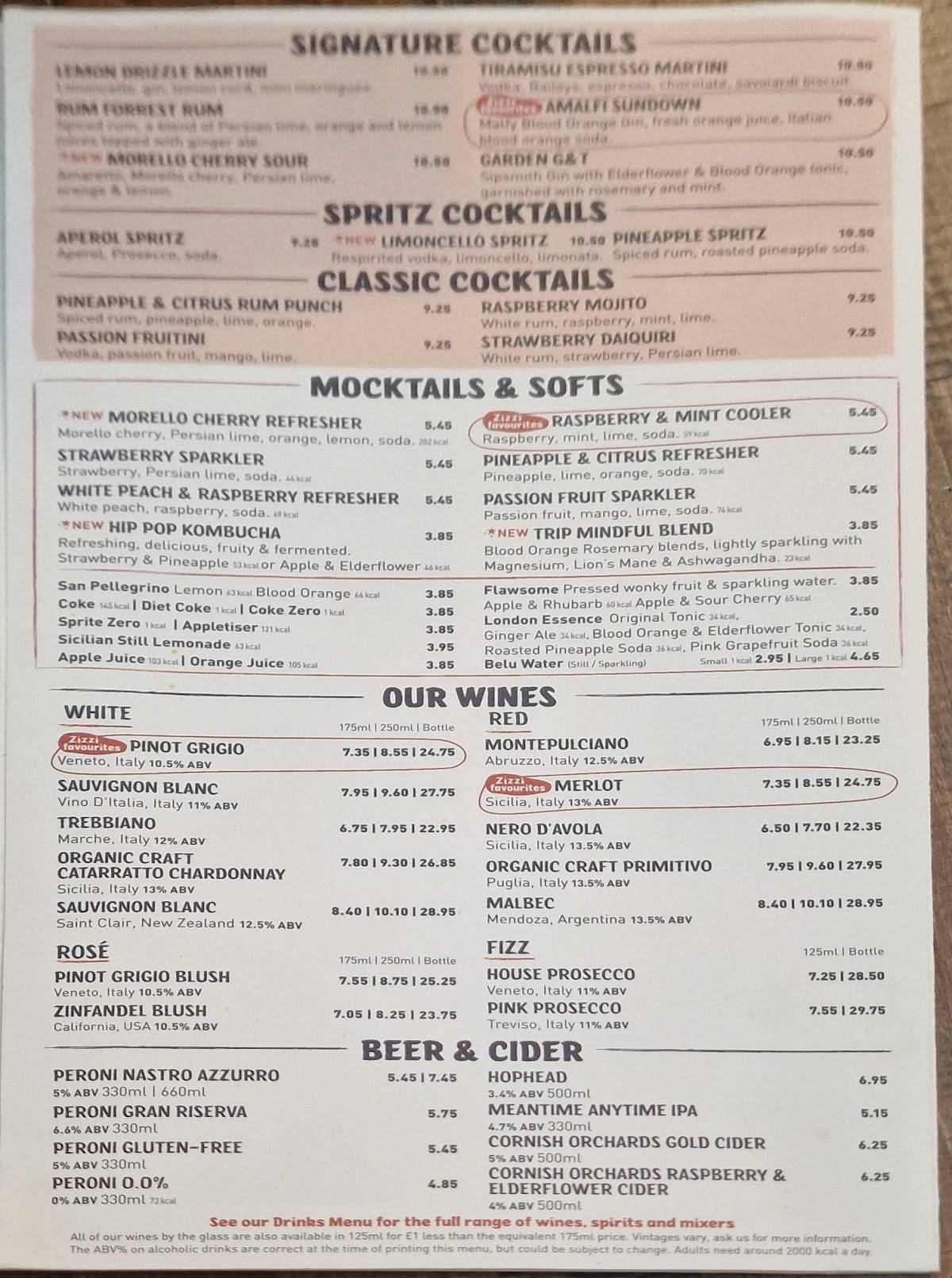 Zizzi - Basingstoke меню