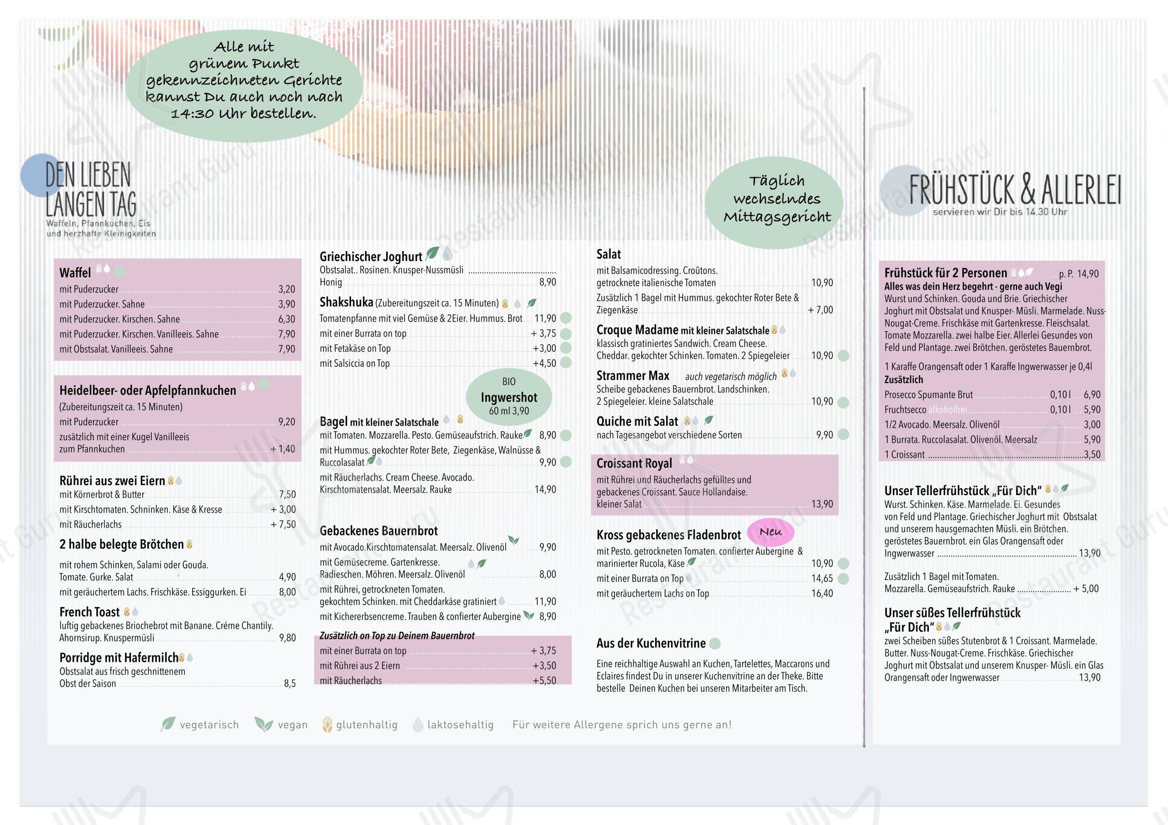 Меню кафе Zuckerstück Rheinbach - Меню