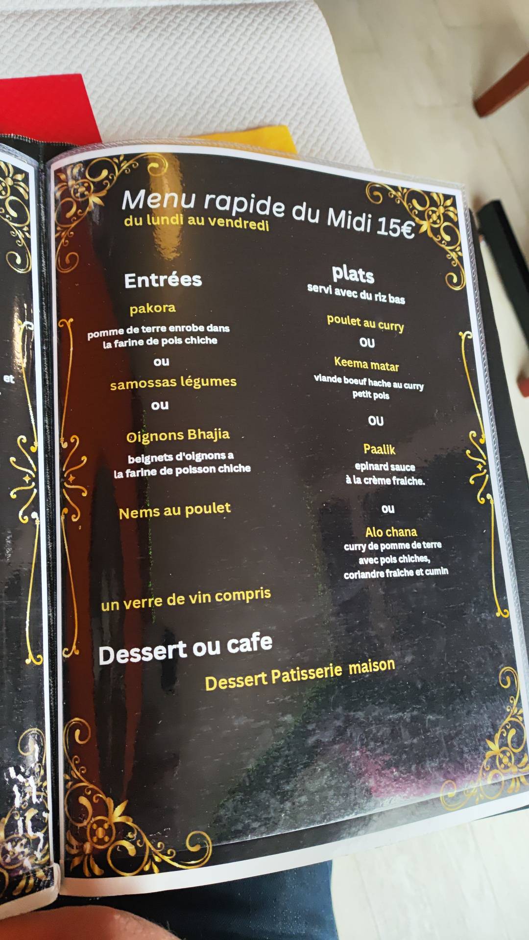 Restaurant Indien Taj Mahal Ribérac меню