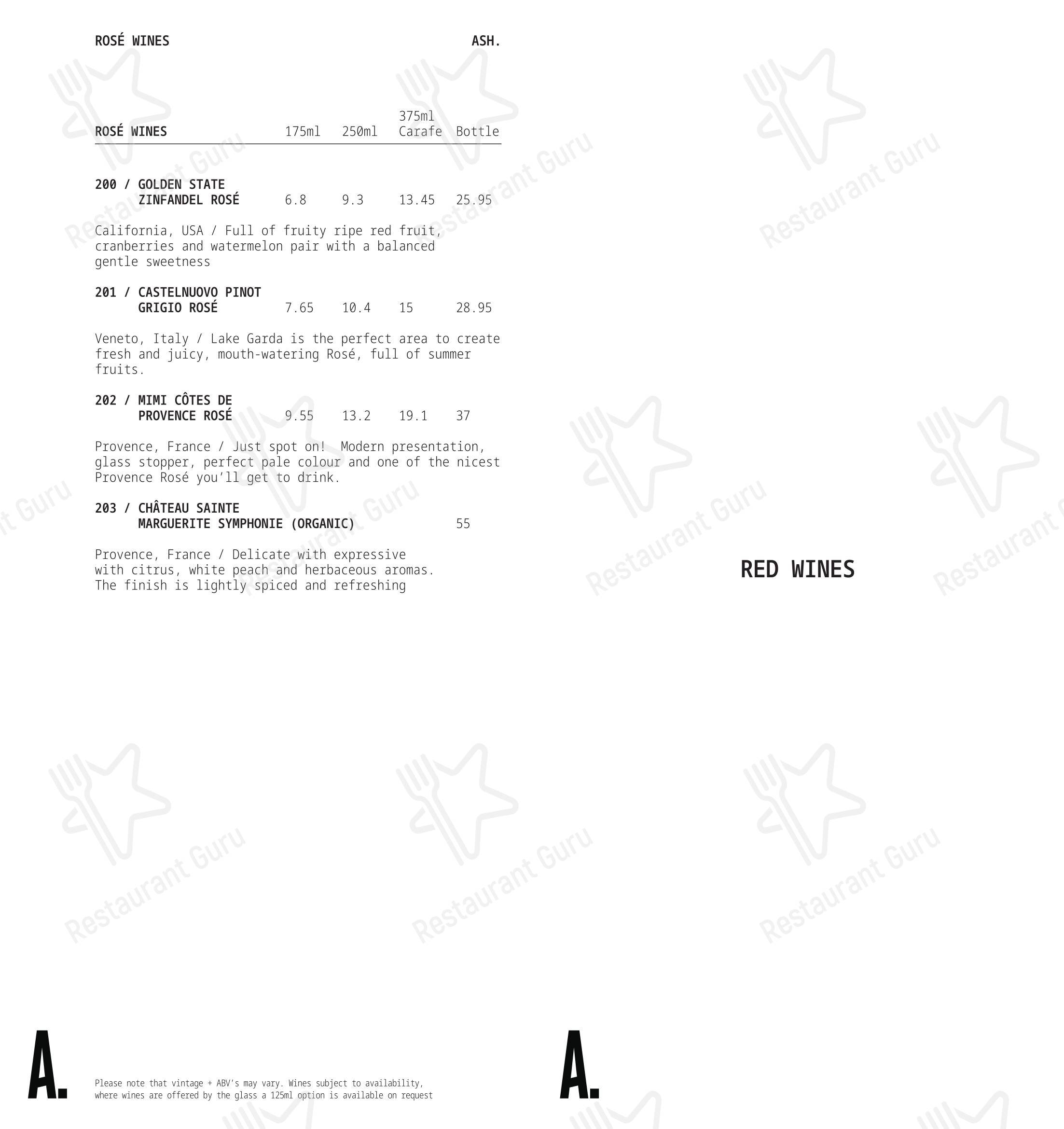 ASH в Бирмингеме - Lunch Menu