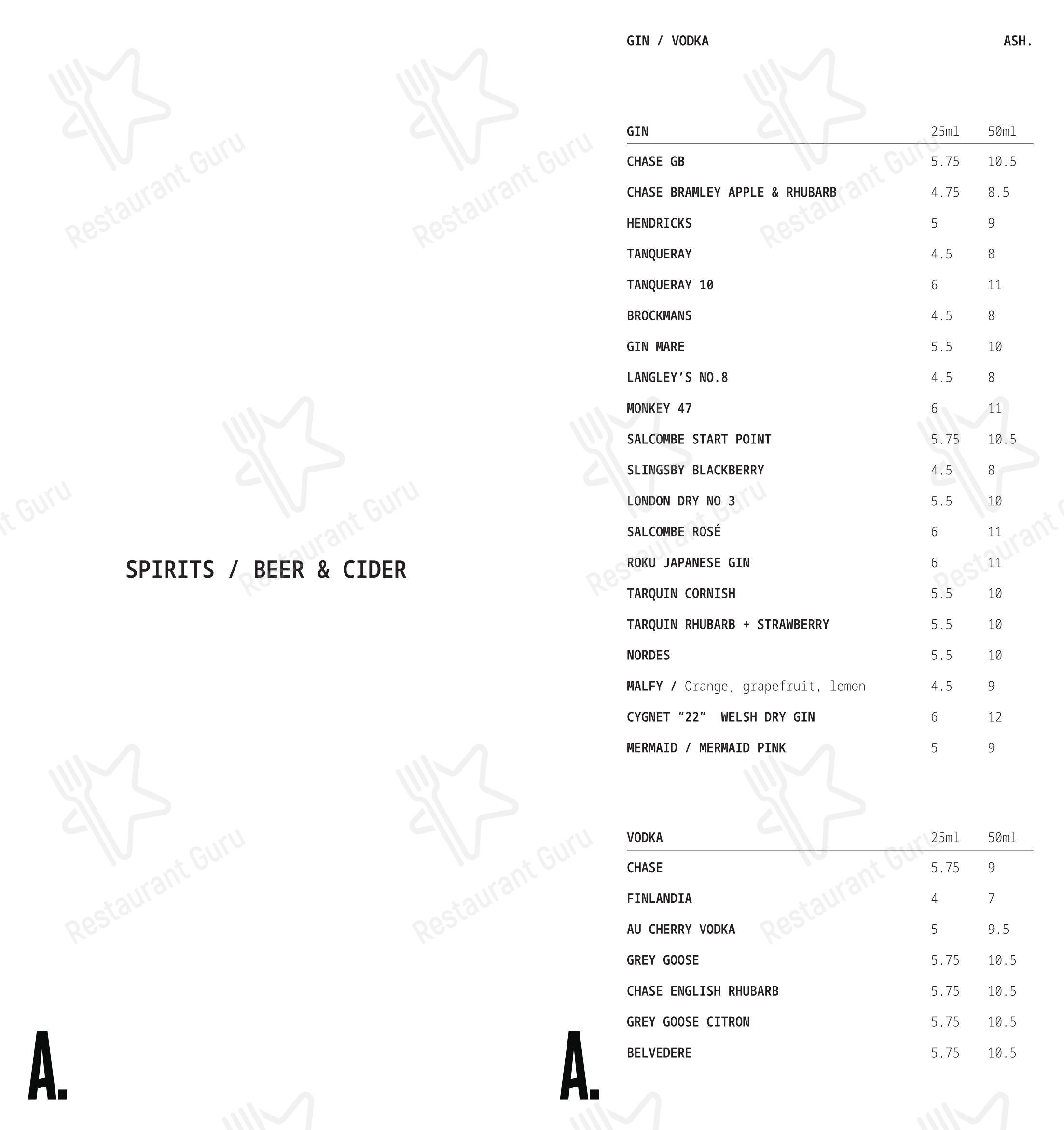 ASH в Бирмингеме - Lunch Menu