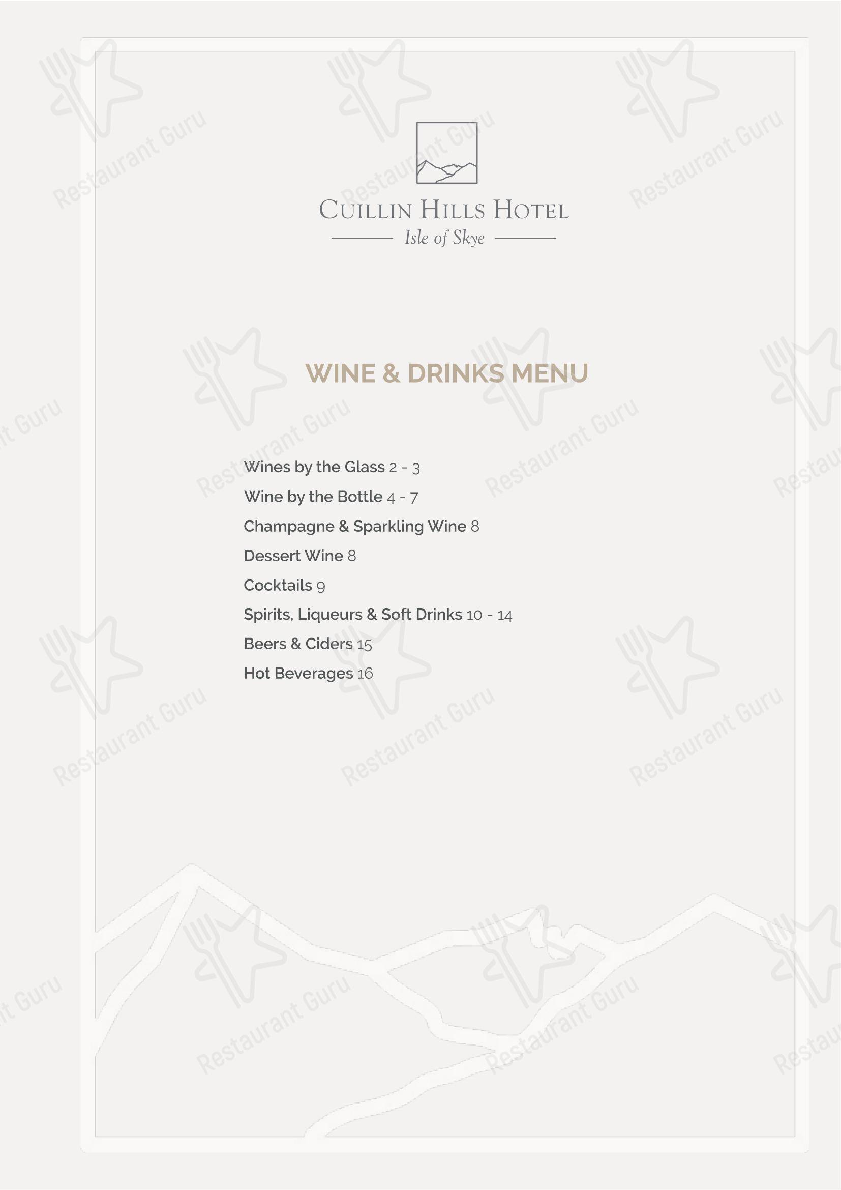 Cuillin Hills Hotel в Портри - Ночное меню