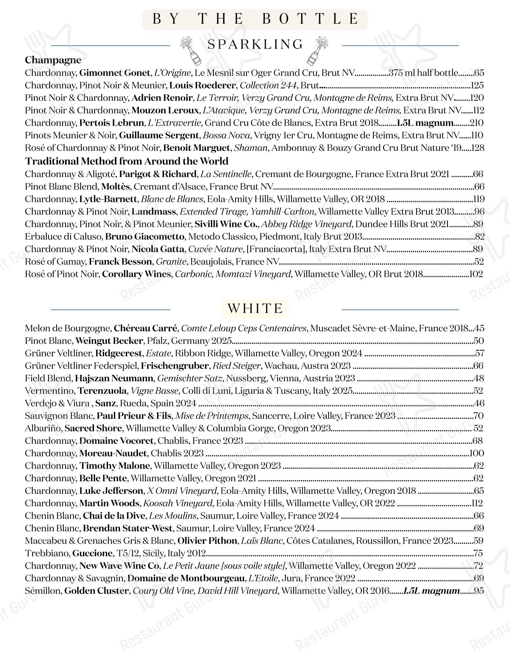 Parallel Restaurant & Wine Bar в Портленде - Lunch Menu
