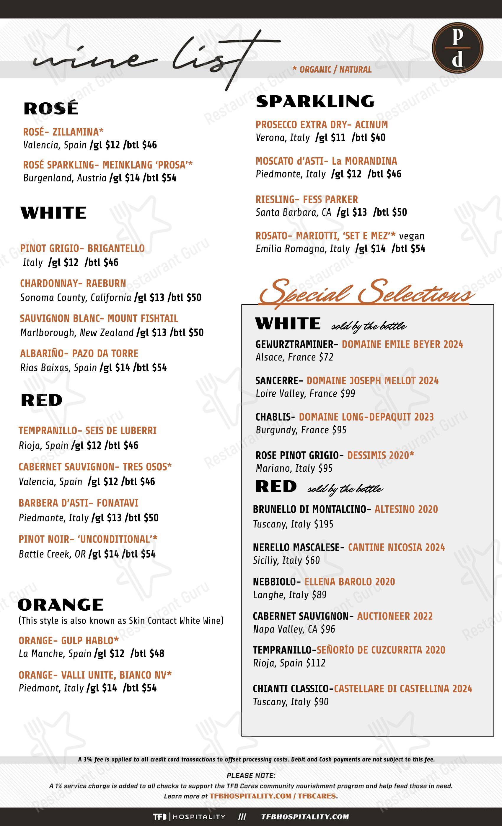 Catering Menu пиццерии Per Diem в Литице