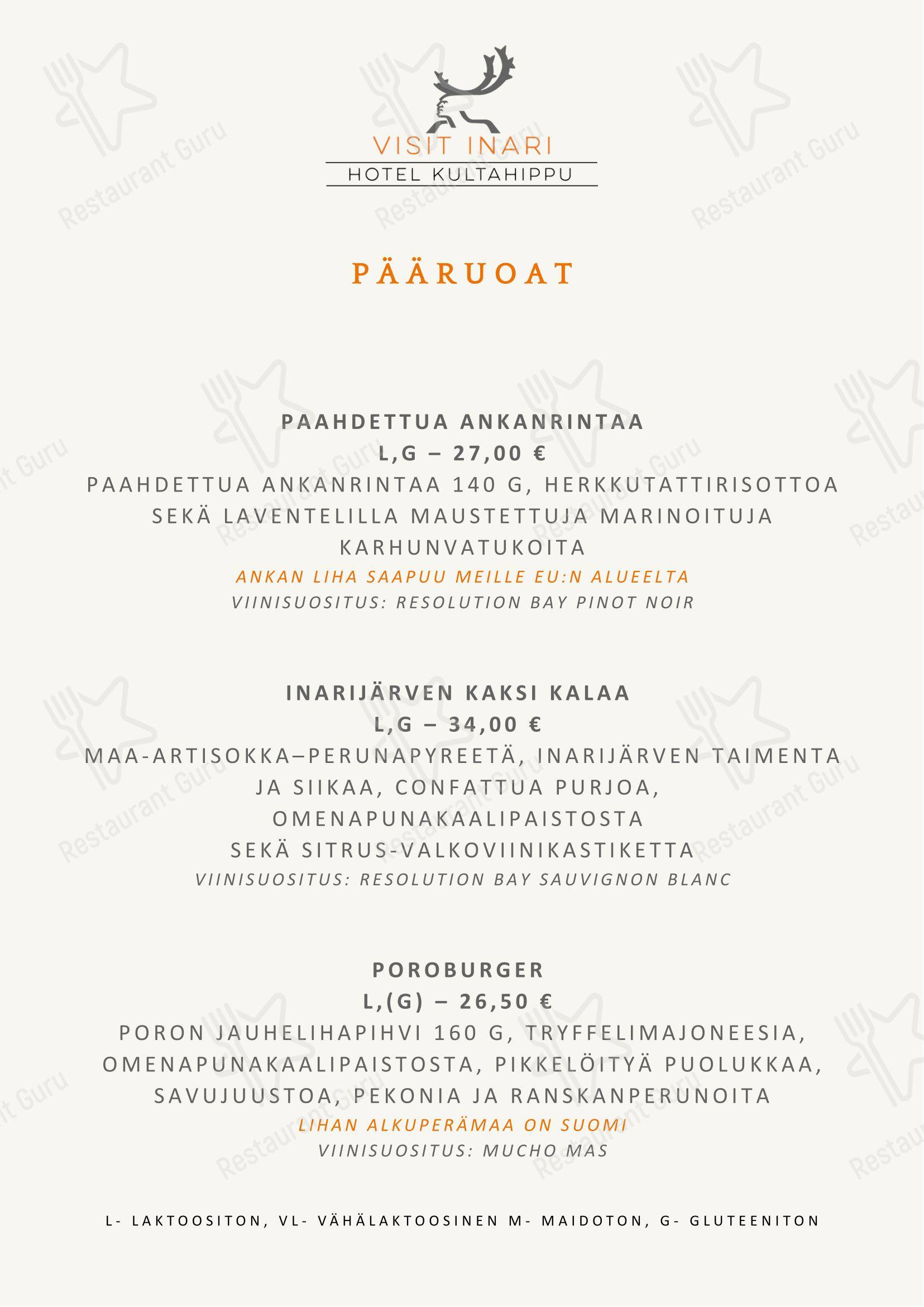 Restaurant Aurora в Инарях - Меню напитков