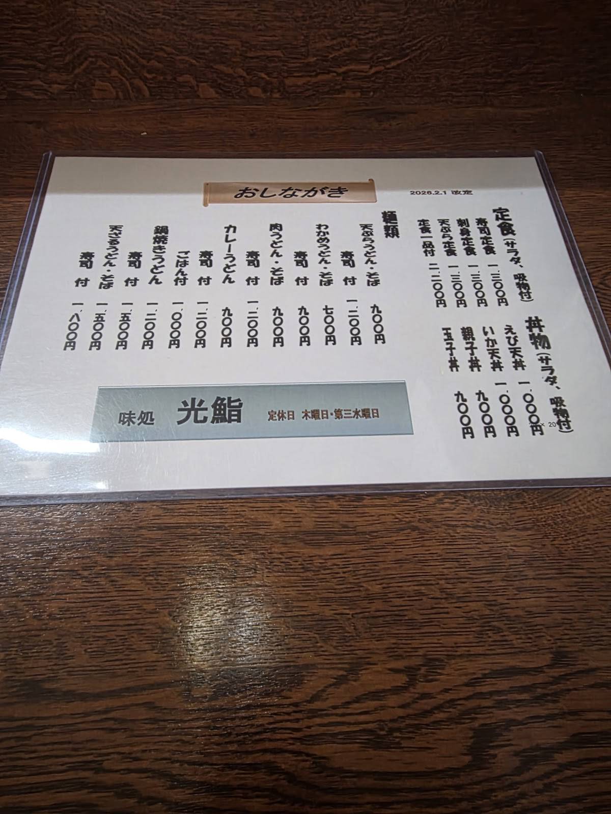 光鮨 меню