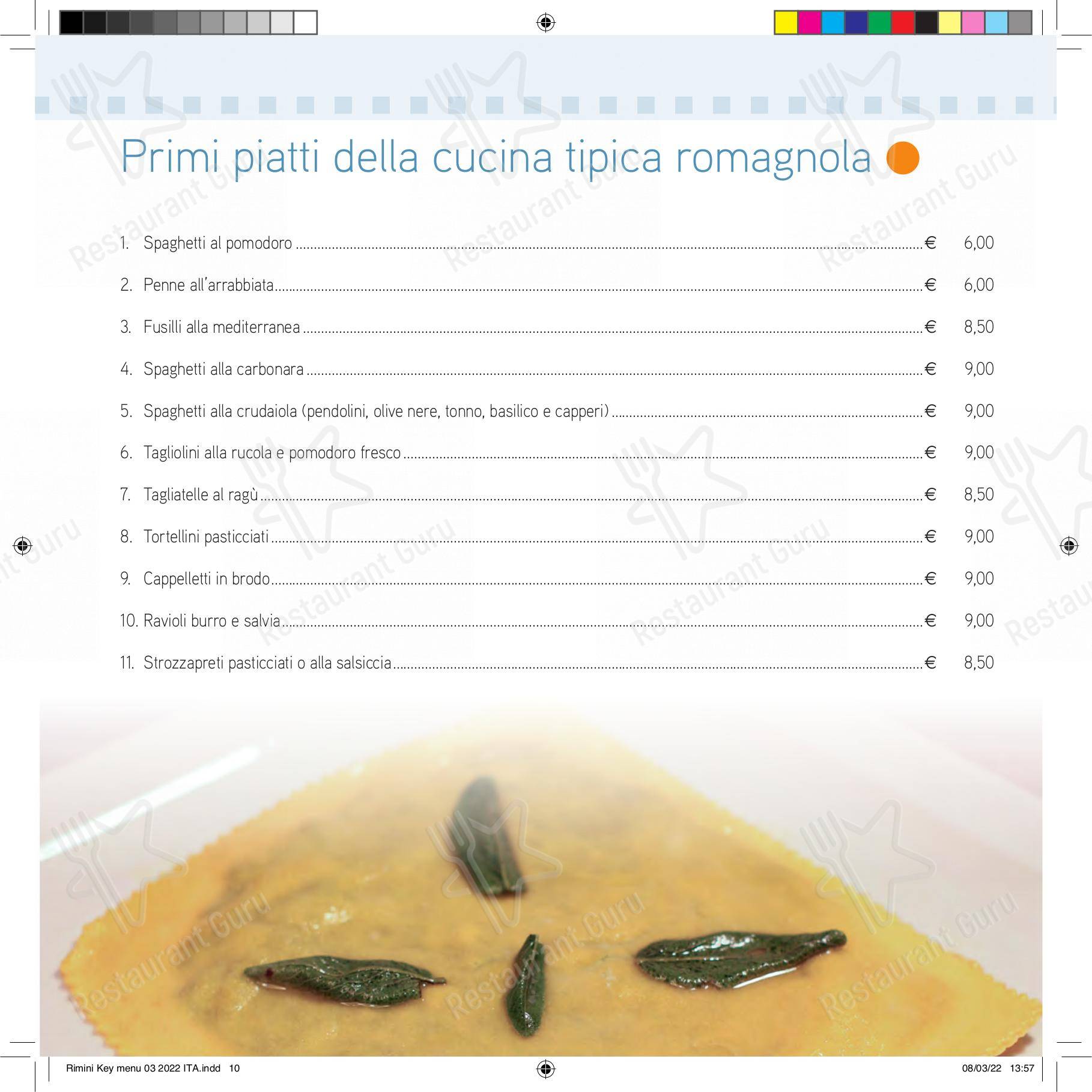 Меню ресторана Ristorante Pizzeria Rimini Key - Меню