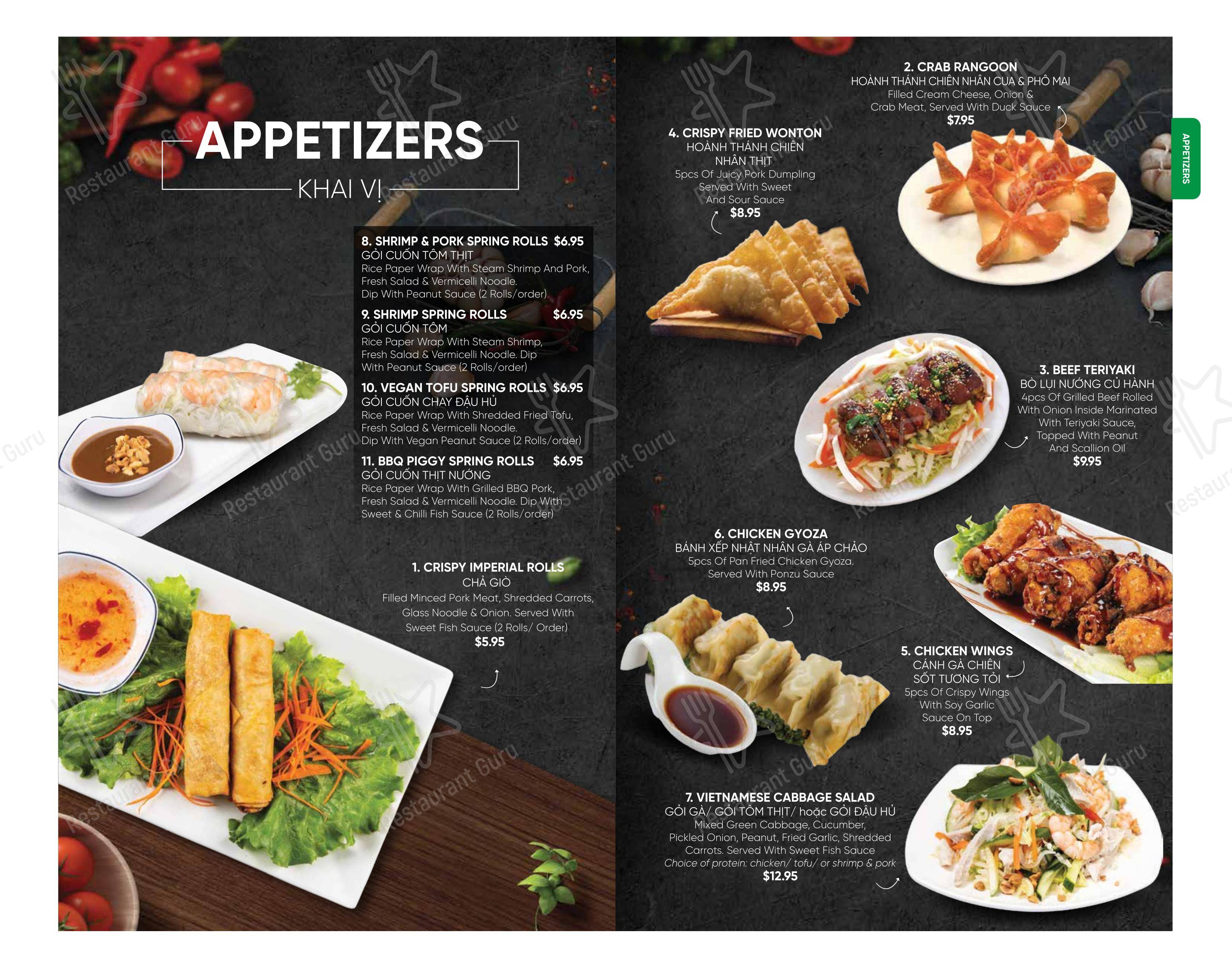 Меню ресторана Saigon Restaurant - Меню