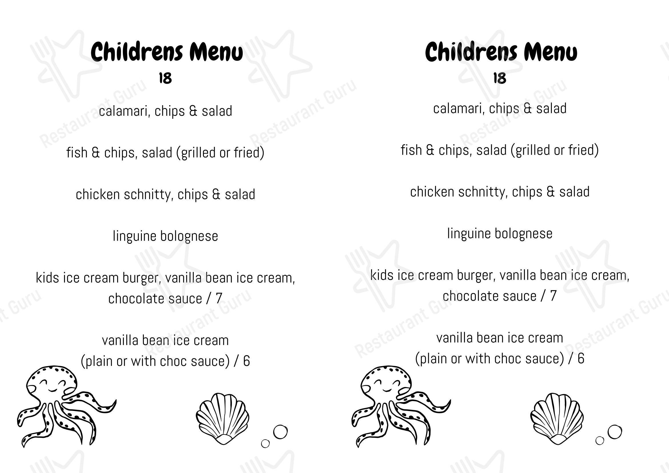 Dinner Menu ресторана The Rocks Mornington в Морнингтоне
