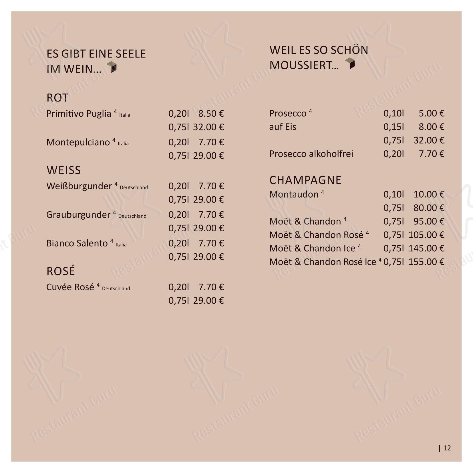 菜单 паба и бара mini Bar Hannover в Ганновере
