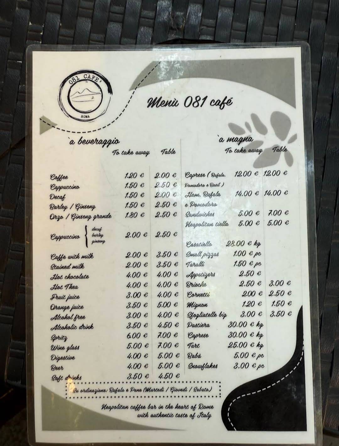 081 Cafè меню