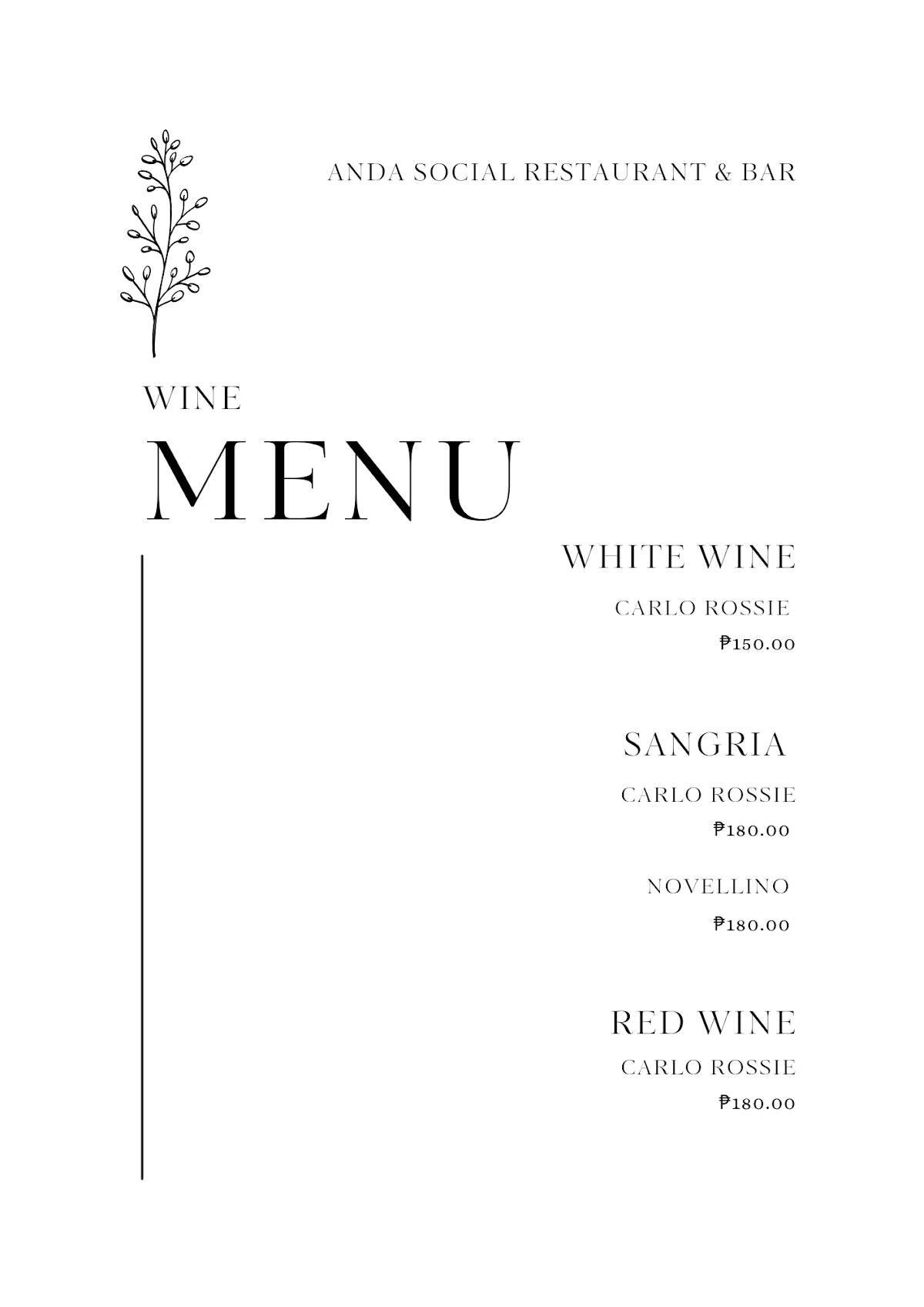 ANDA SOCIAL RESTO BAR меню