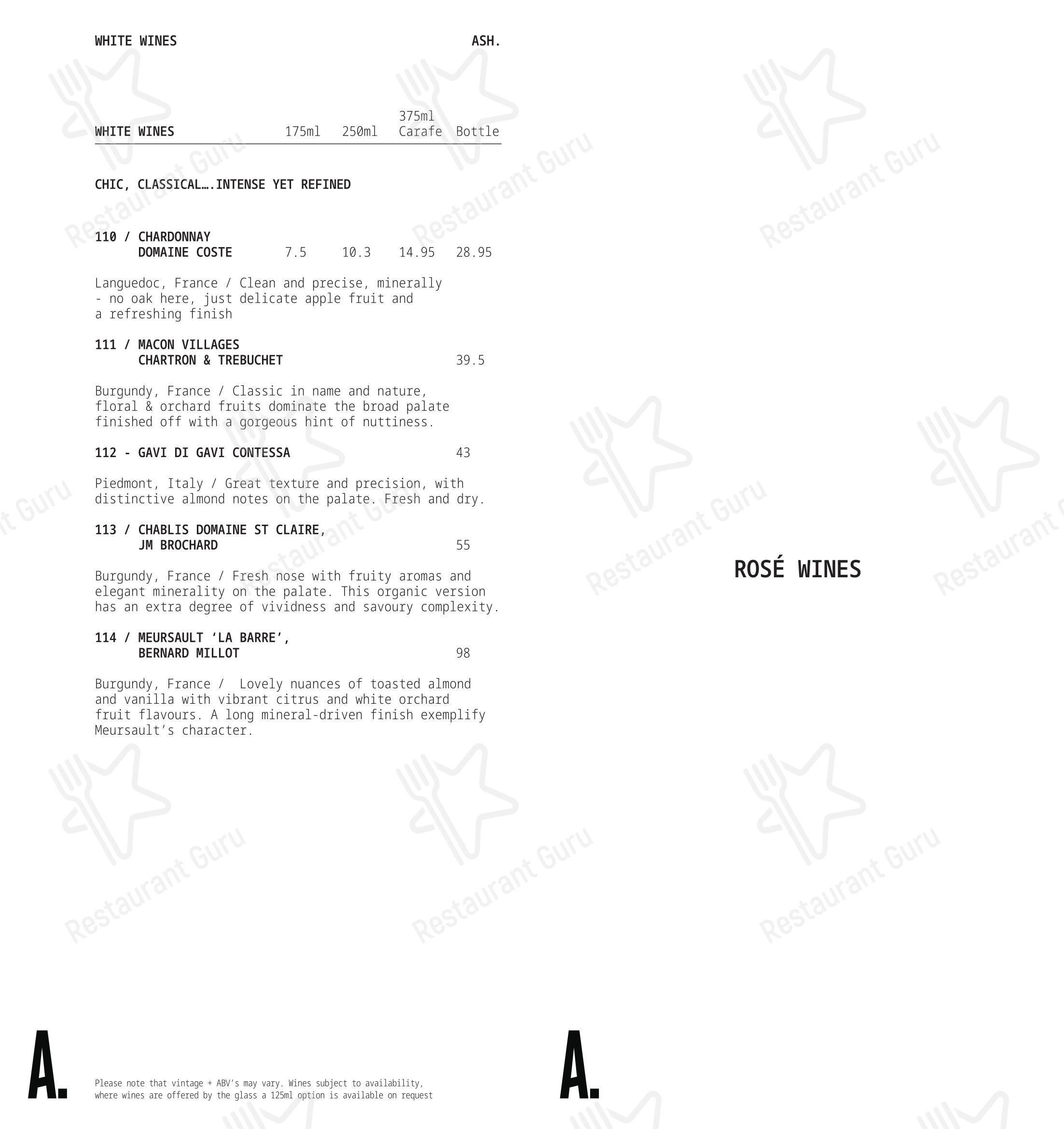 ASH в Бирмингеме - Lunch Menu