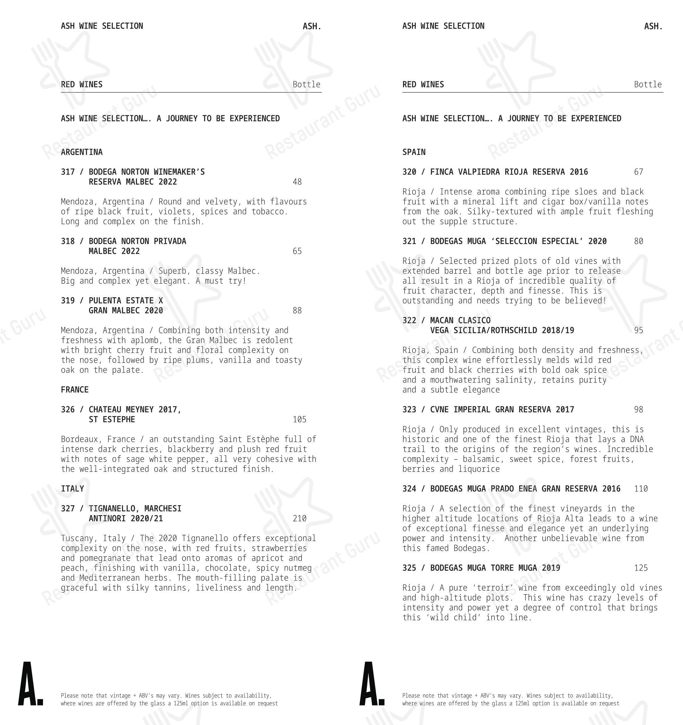 ASH в Бирмингеме - Lunch Menu