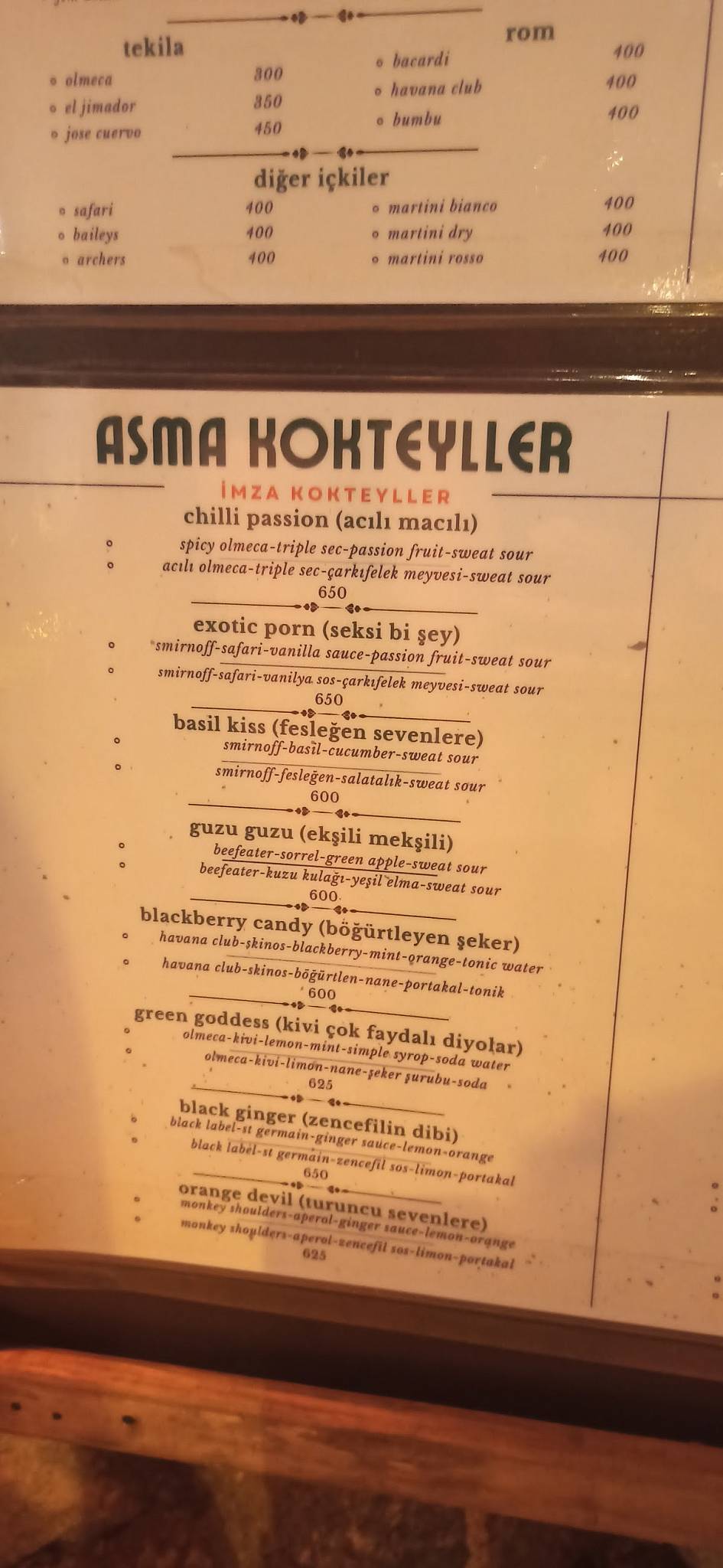 ASMA ESKİ DATÇA меню