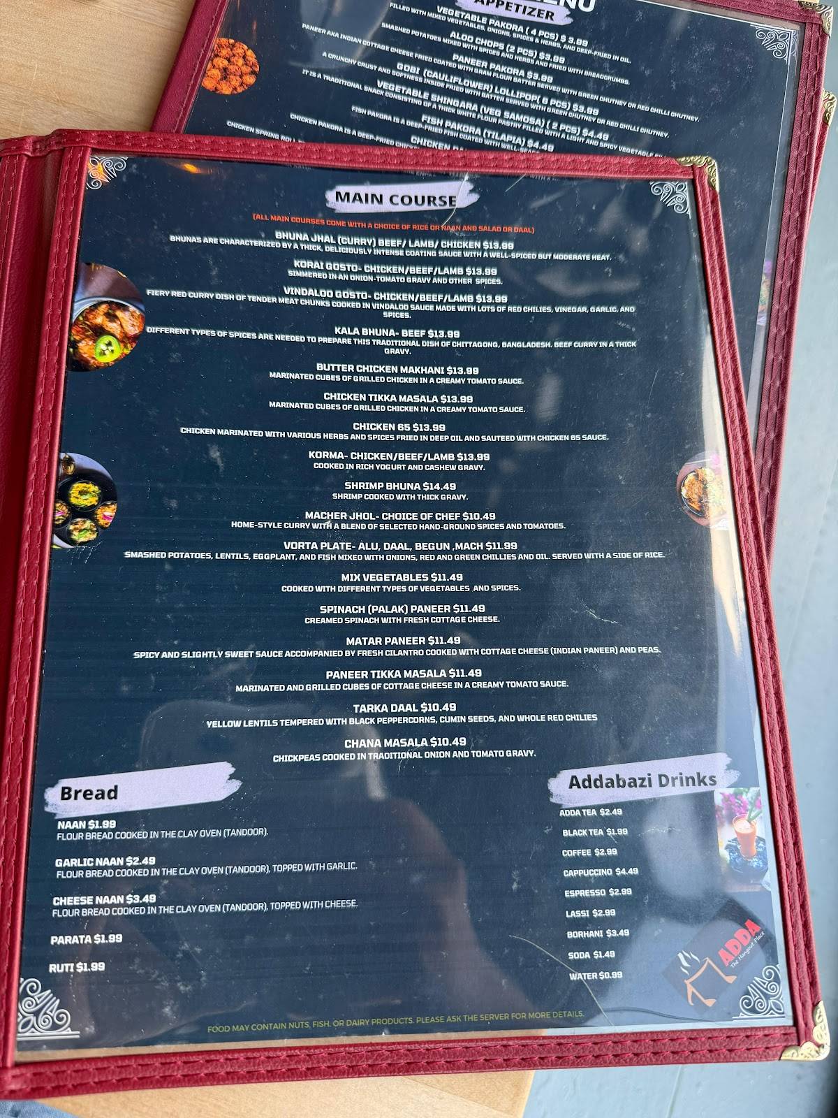 Adda Restaurant меню