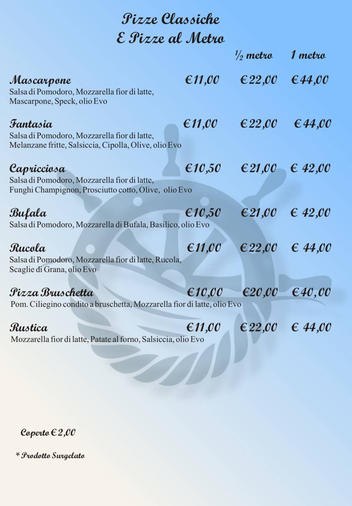 Al Timone Ristorante-Pizzeria меню