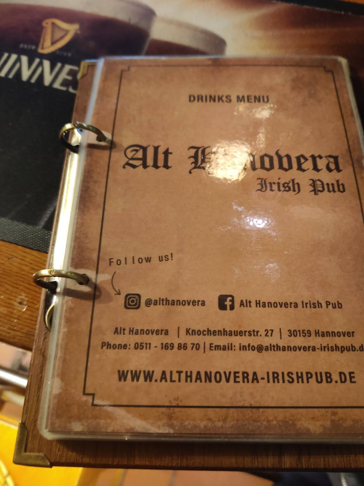 Alt Hanovera Irish Pub меню