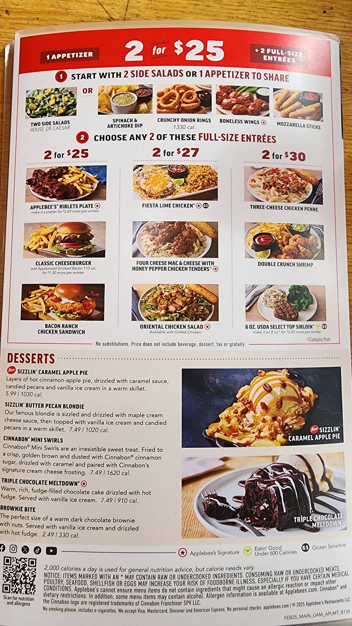 Applebee's Grill + Bar меню