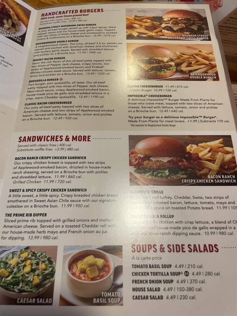 Applebee's Grill + Bar меню