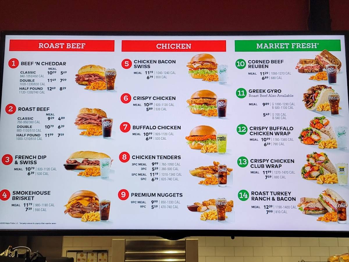 Arby's меню
