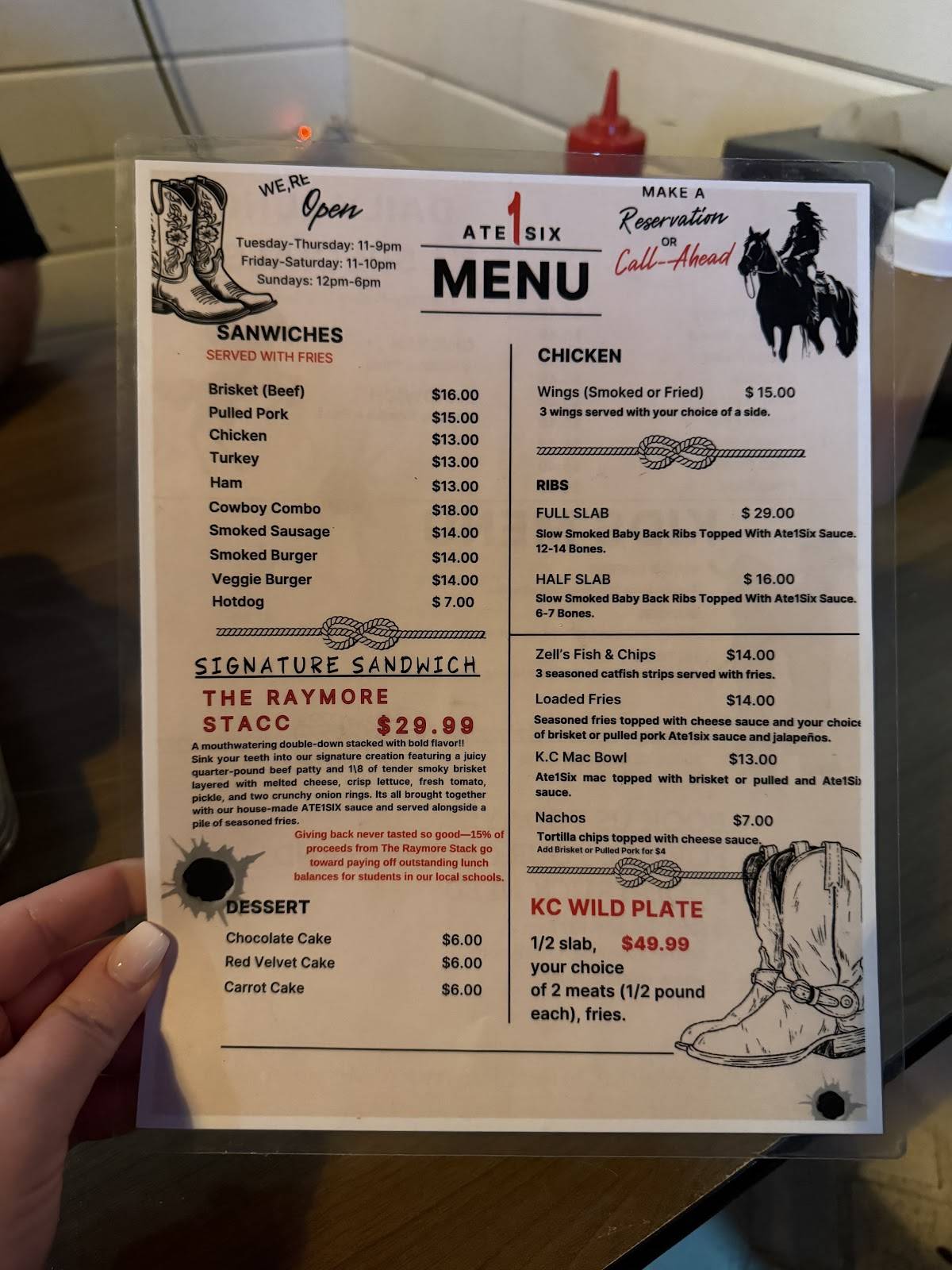 Ate1Six меню