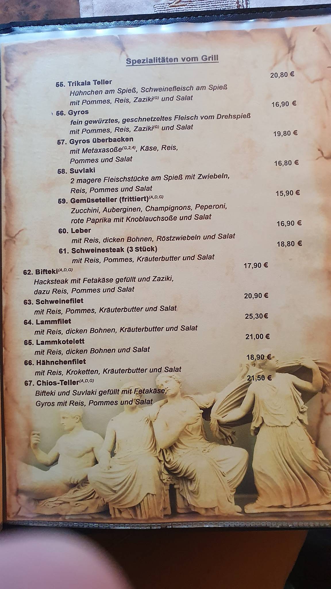 Athen меню