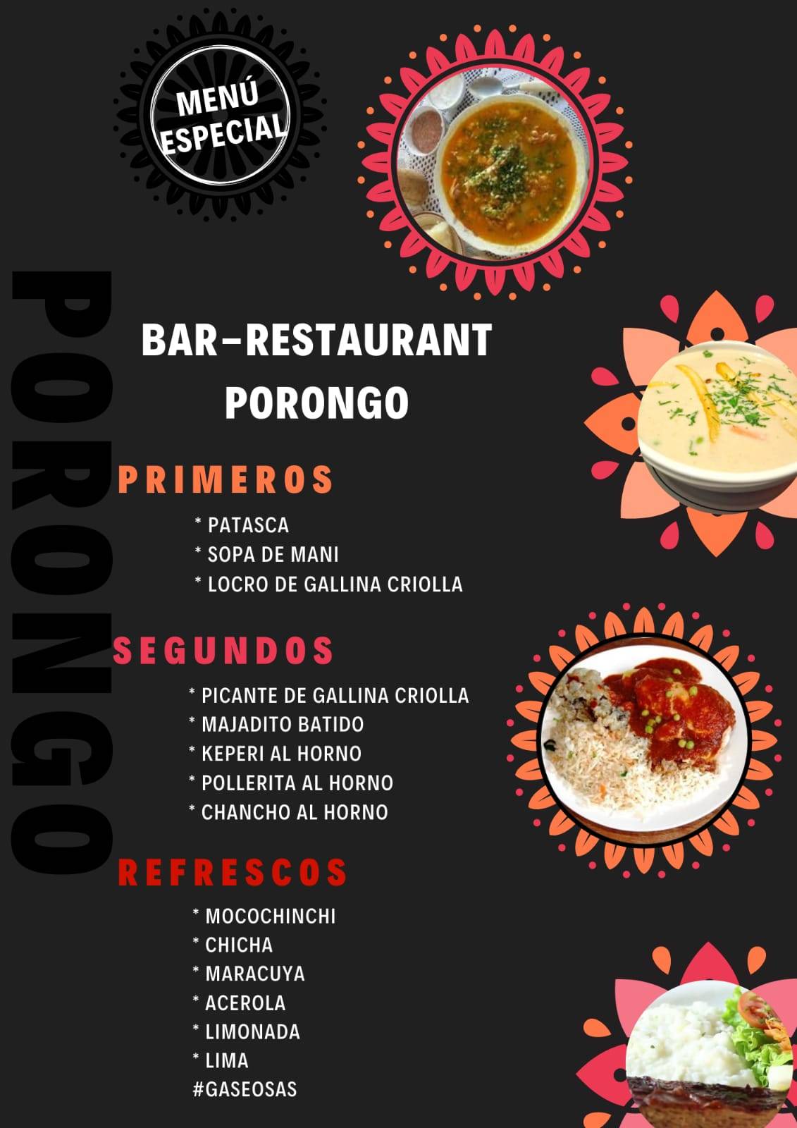 Porongo меню