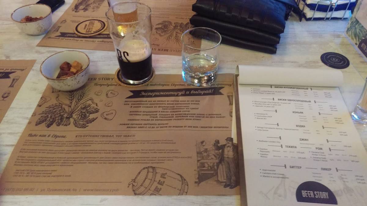 BEER STORY гастропаб меню