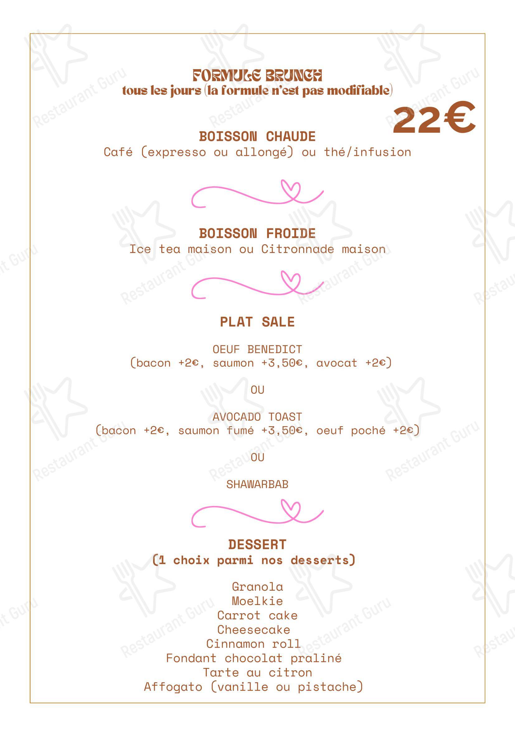 BF Brunch & Coffee в Лионе - Меню