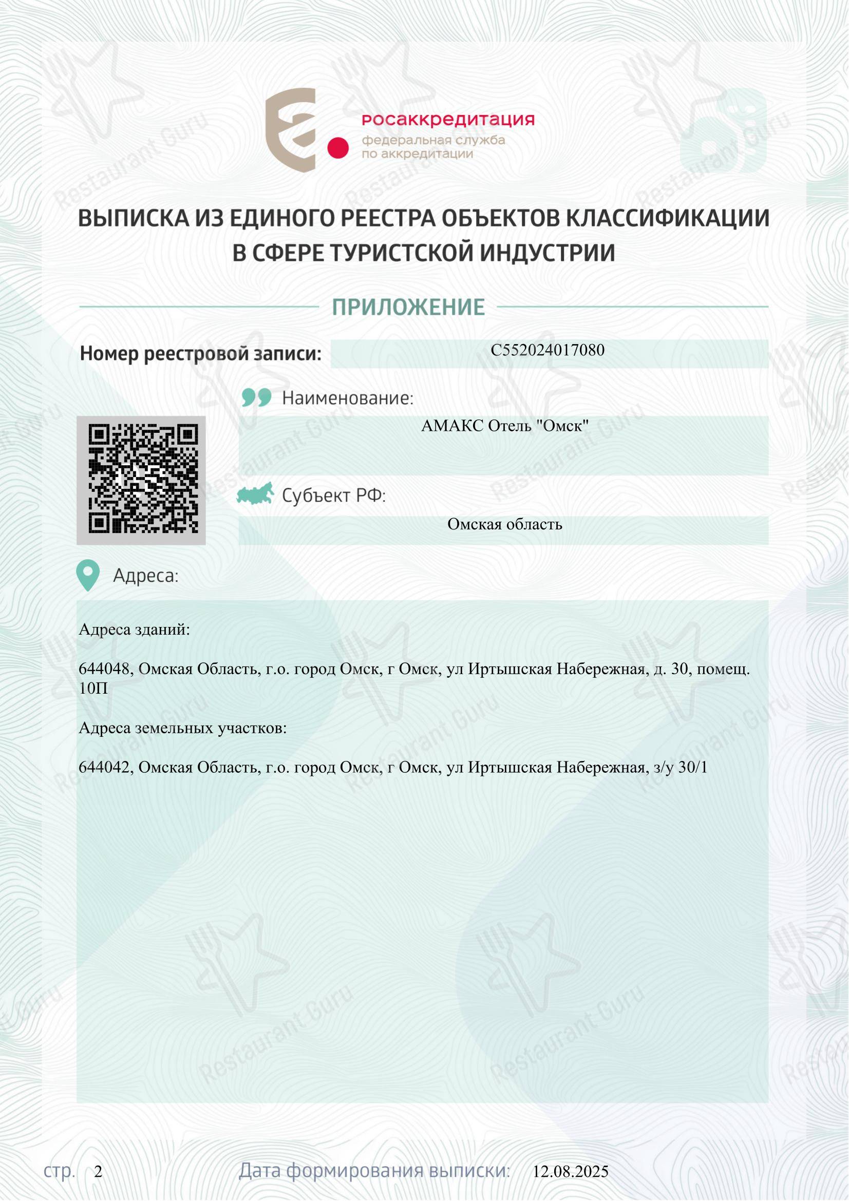 Банкет-холл Амакс в Омске - Меню