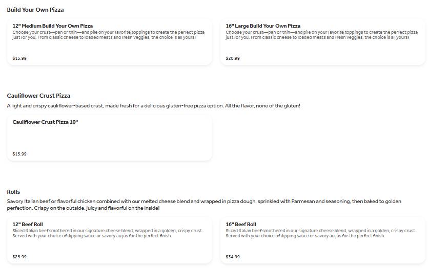 Banushi's меню