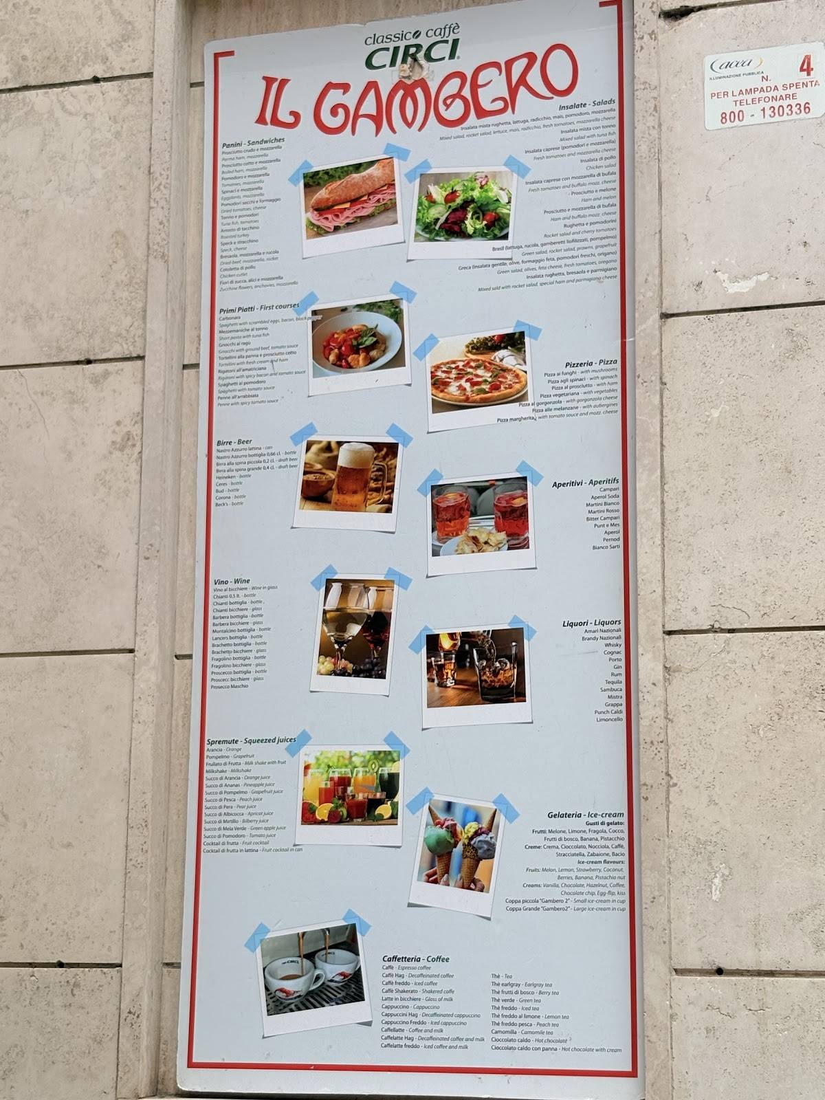 Bar Gambero меню