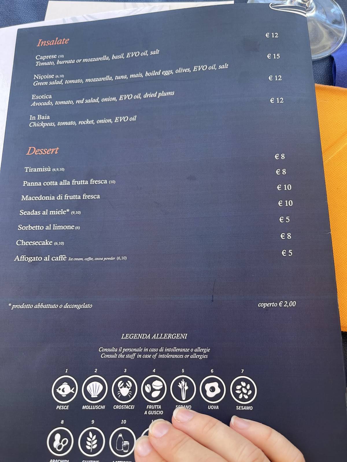 Bar Ristorante In Baia меню