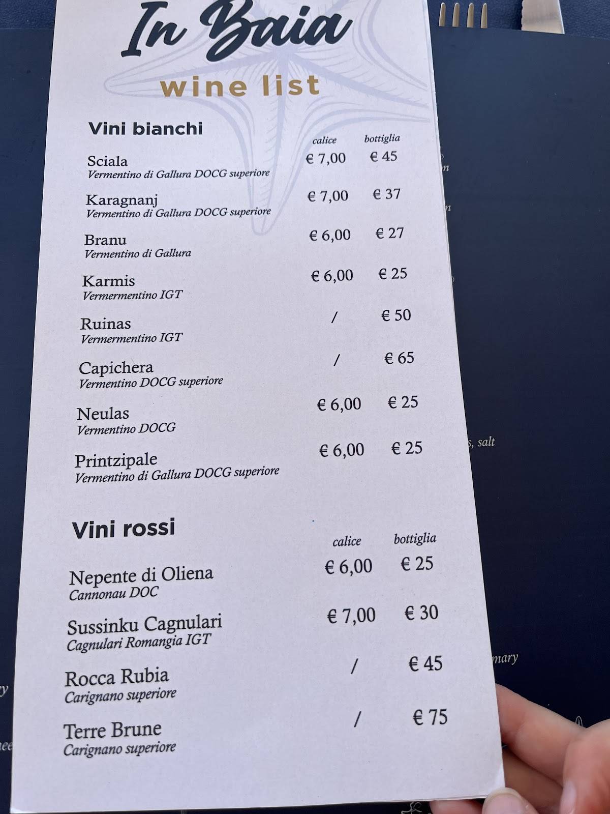 Bar Ristorante In Baia меню