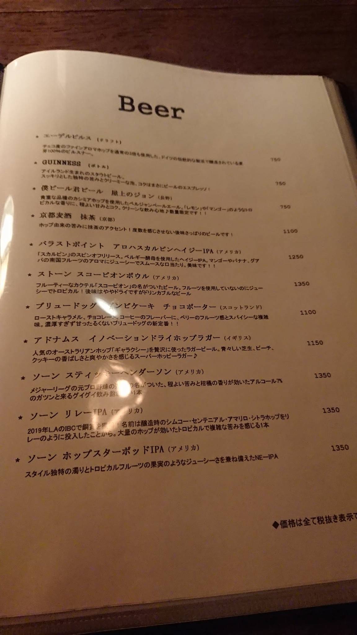 Bar Ritorno меню
