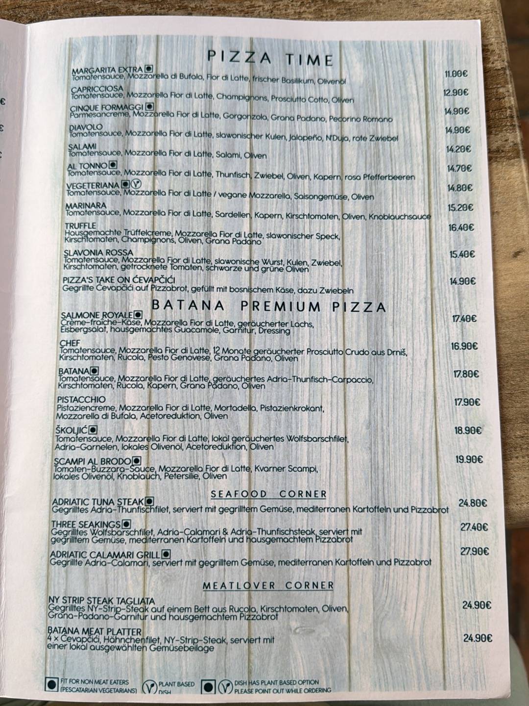 Batana меню