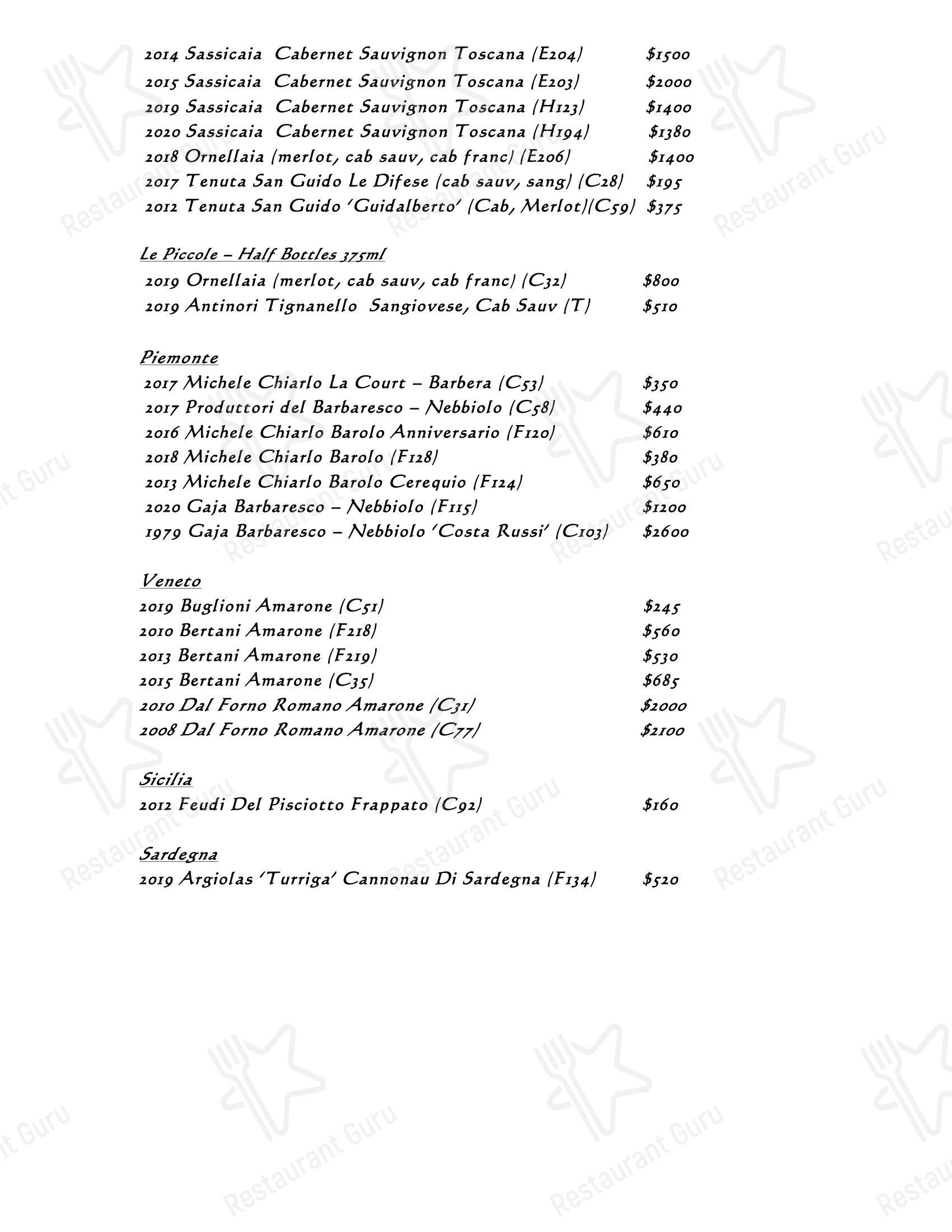 Меню ресторана Beppi's Italian - Drink menu